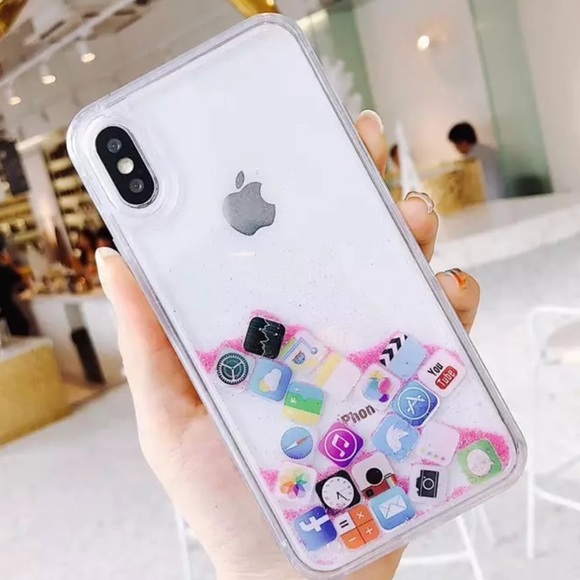 Accessories - NEW iPhone7+/8+ App Icon Liquid Glitter Case